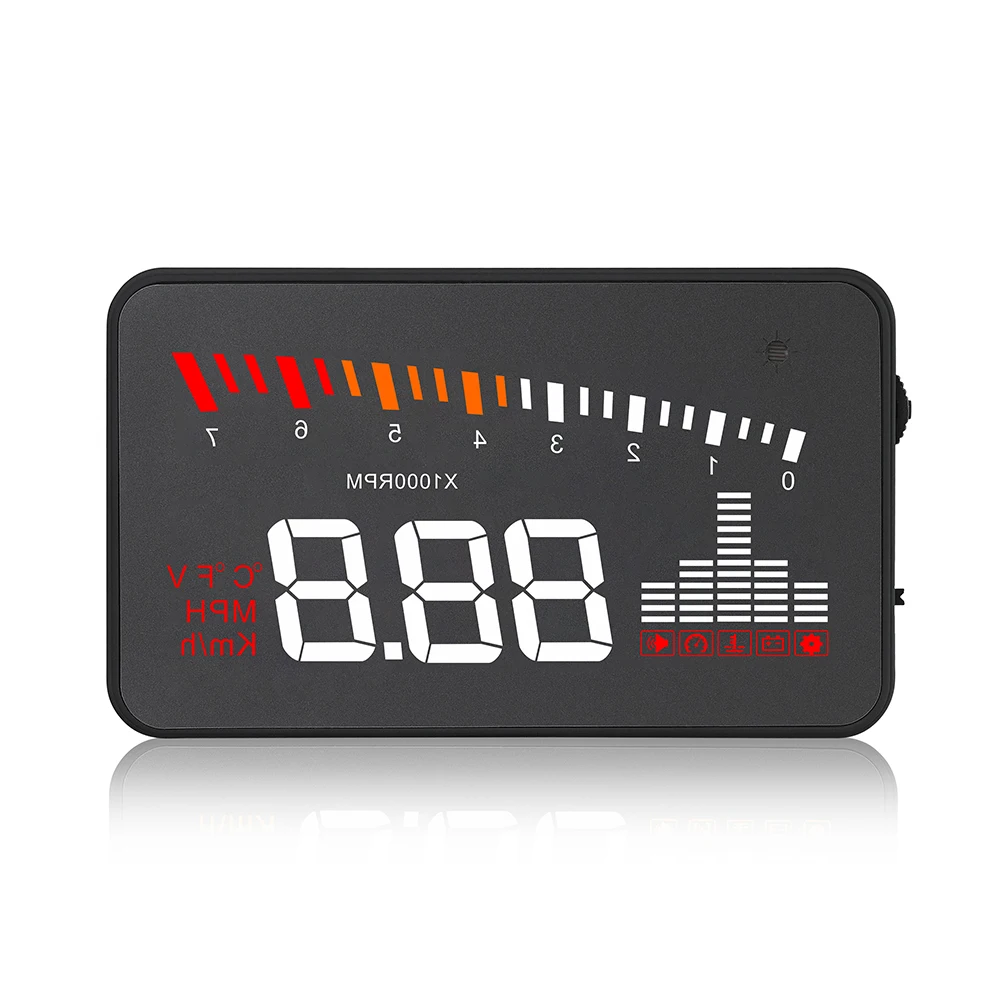 3-дюймовый X5 OBD2 HUD на лобовое стекло Дисплей автомобиля Температура воды Спидометр головой вверх Дисплей электронное мусорное ведро с автоматическим тире Экран проектор