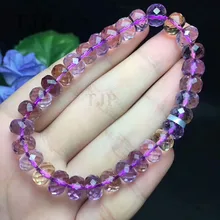6*9 мм натуральный драгоценный камень Аметрин фиолетовый браслет из желтого кристалла браслет с сертификатом вместе Браслет-манжета ювелирные украшения