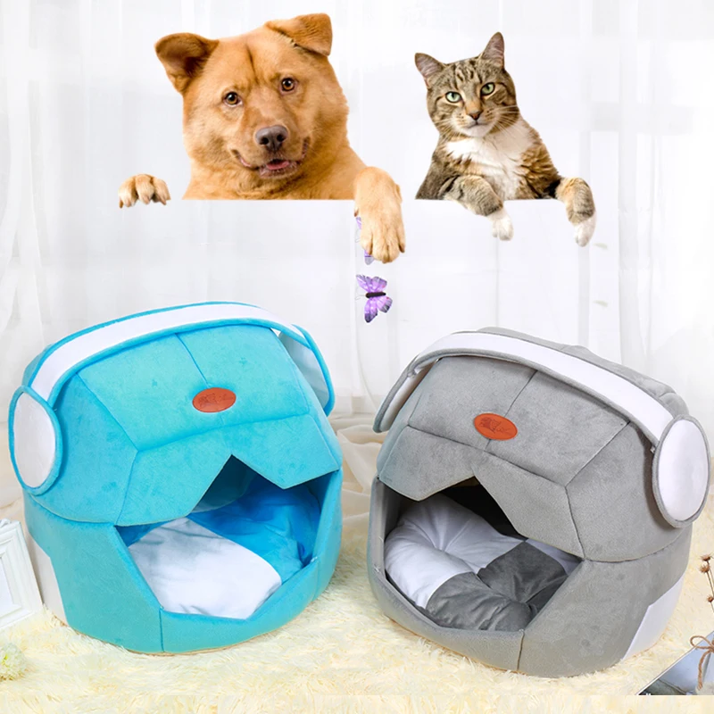 

Winter Dog House Warm Cat House Sofas Cartoon Earphone Shape Pet Dog Animal Nest Cat Tunnel Bed Windproof Pet Bed Products 9T35