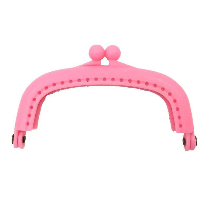 

Candy Color Pink Plastic Coins Purse Arc Frame Kiss Clasps Lock Clutch Clips Fashion Handbag Handle Findings 9x5cm, 10Pcs