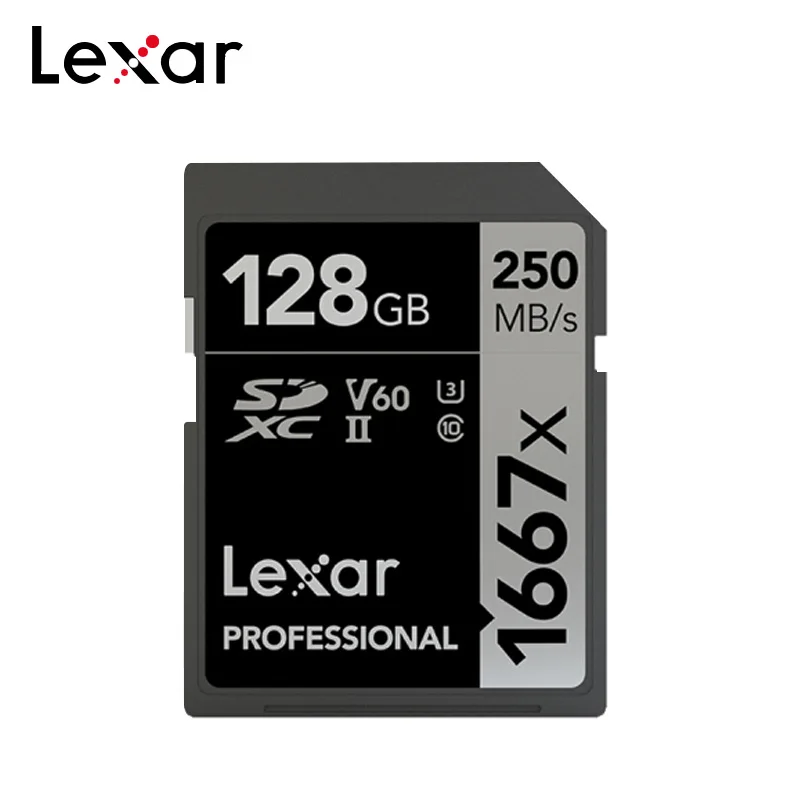 100% оригинальная SD карта Lexar 1667x с высокой скоростью 250 стандарта 10 64 ГБ 128 V60 U3