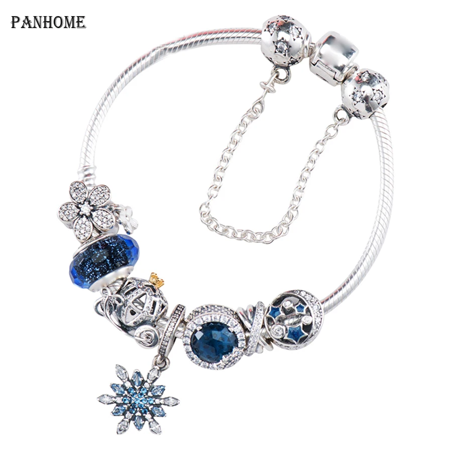 

PAN 100% 925 Sterling Silver Brand New 1:1 Genuine Glamour Night and Star Shine Snowflake Bracelet Set Elegant Temperament Set