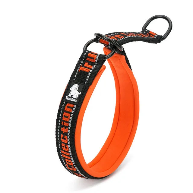 Truelove Neoprene Dog Choker Collar Nylon Soft Embroider Dog Slip Collar Training Reflective Adjustable Pitbull Collier Chien Orange