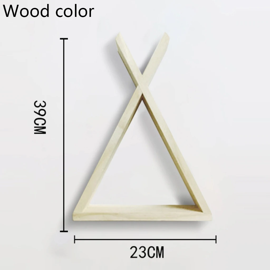 Creative Triangle Wall Frame Storage Rack House Shelf Display Rack Living Room Bedroom Children Room Decoration Crafts Hot Sale - Цвет: Wood color