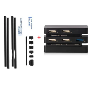 

DIY Dust-Proof Kit Dust Prevent Cover Jack Stopper+Extend USB Adapter 5-in-1 HUB For PlayStation 4 Pro PS4 Pro Gaming Console