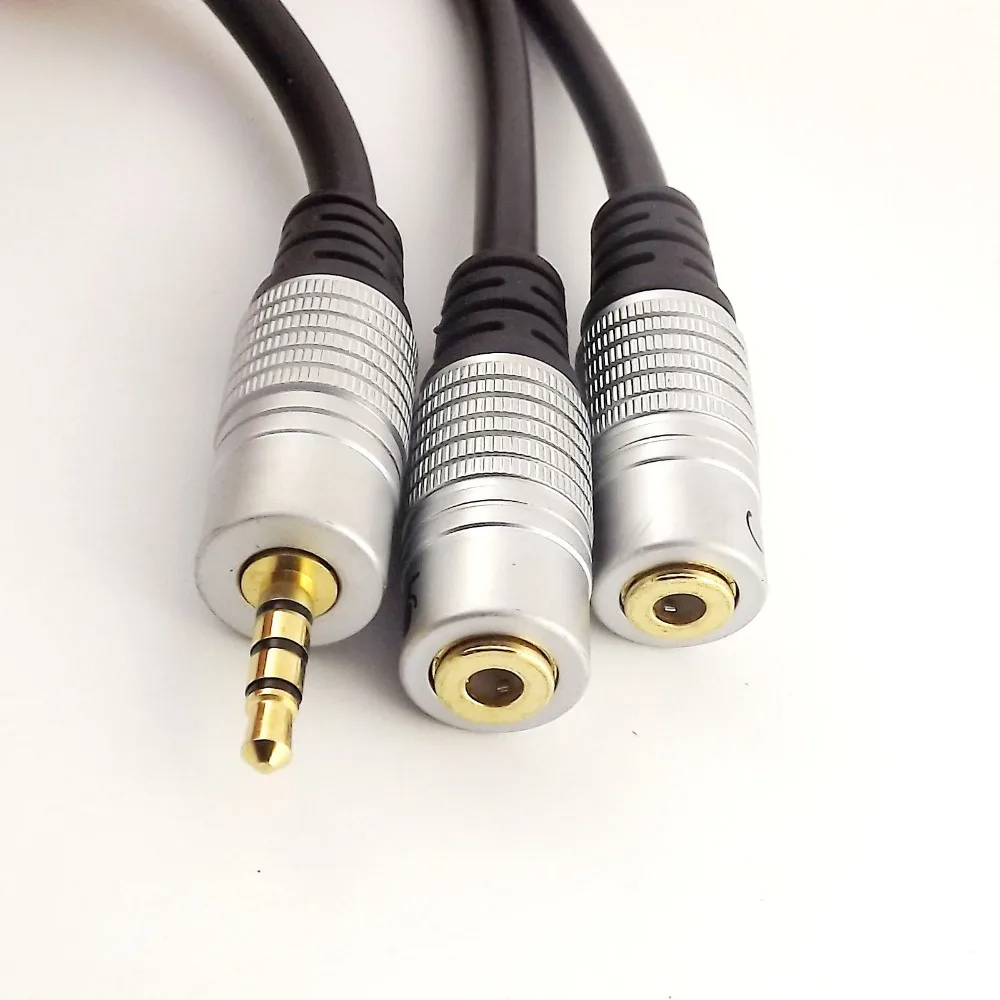 10pcs 3 5mm Male 4 Pole Stereo to 2xFemale Headphone Splitter Audio Aux Cord Cable 1ft