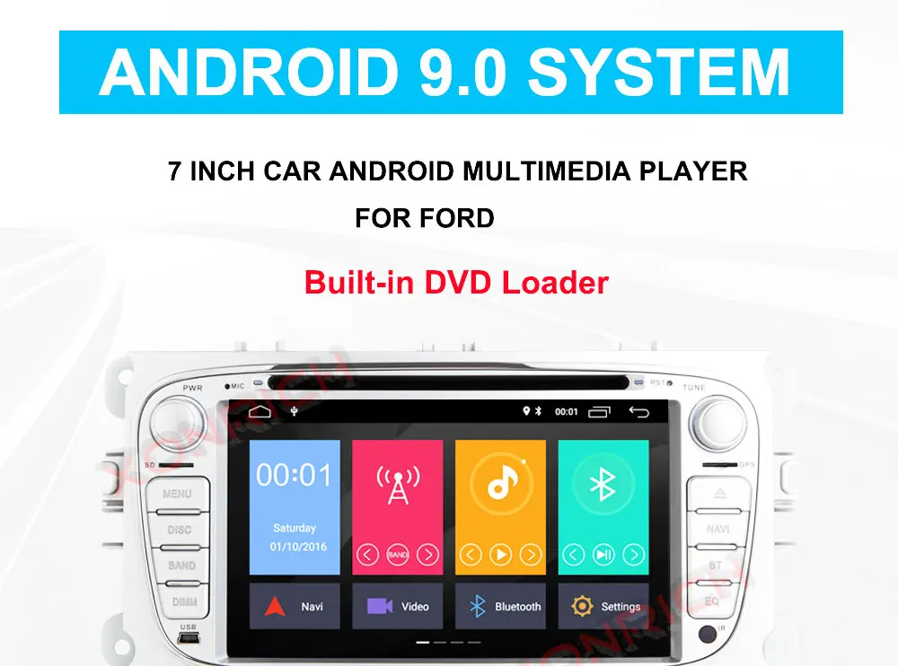 Excellent Xonrich 2 Din Android 9.0 Car Radio GPS Car Multimedia player For Ford Focus 2 Mondeo 4 S-Max C-Max Galaxy 2 Kuga Audio 2+32 GB 6