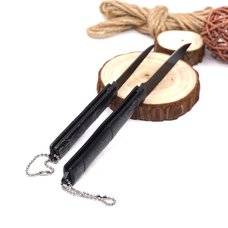 Бамбуковый Стильный Мини карманный нож, складные охотничьи ножи для выживания, тактический походный Фруктовый нож, походный инструмент для повседневного использования