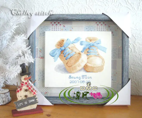 

DIY Craft Stich Cross Stitch Birth Certification Shoes Cotton Fabric Needlework Embroidery Crafts Counted Cross-Stitching Kit