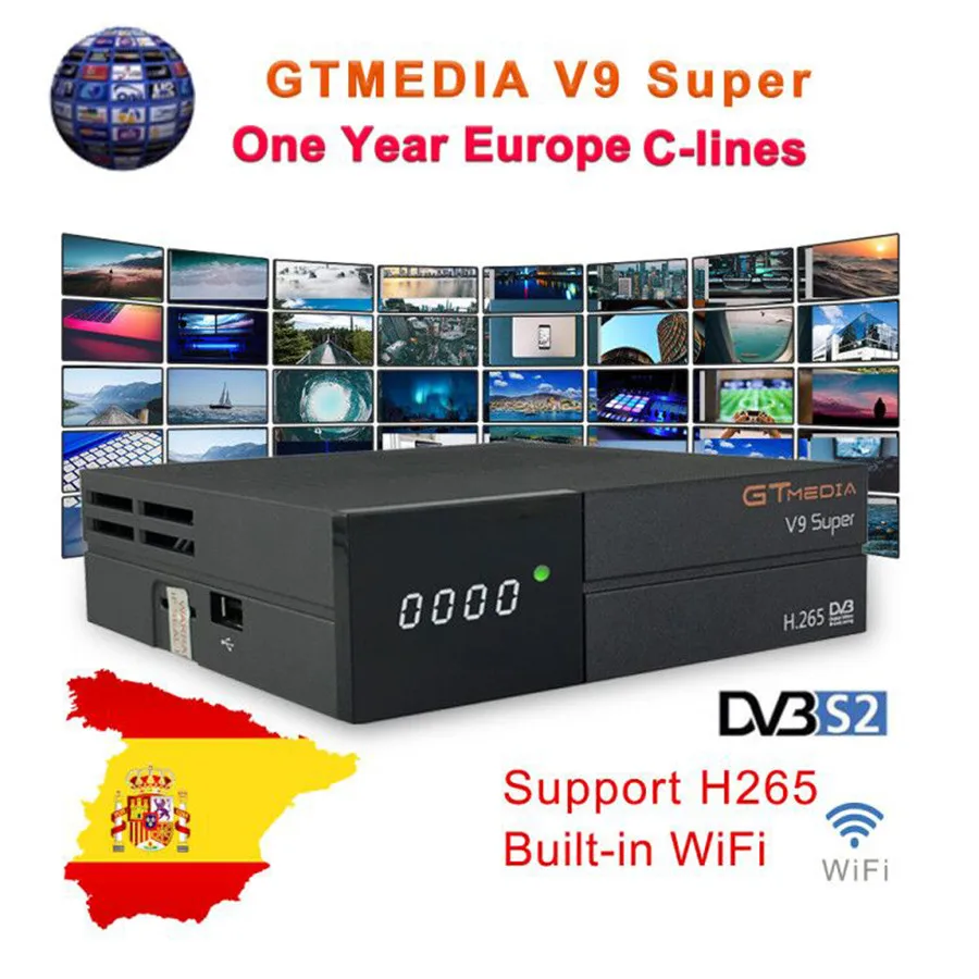 GTMedia V9 Супер Спутниковый ресивер bult-в WiFi с 1 год Испания Европа Cccam Клайн Full HD DVB-S2/S Freesat V9 супер рецепторов