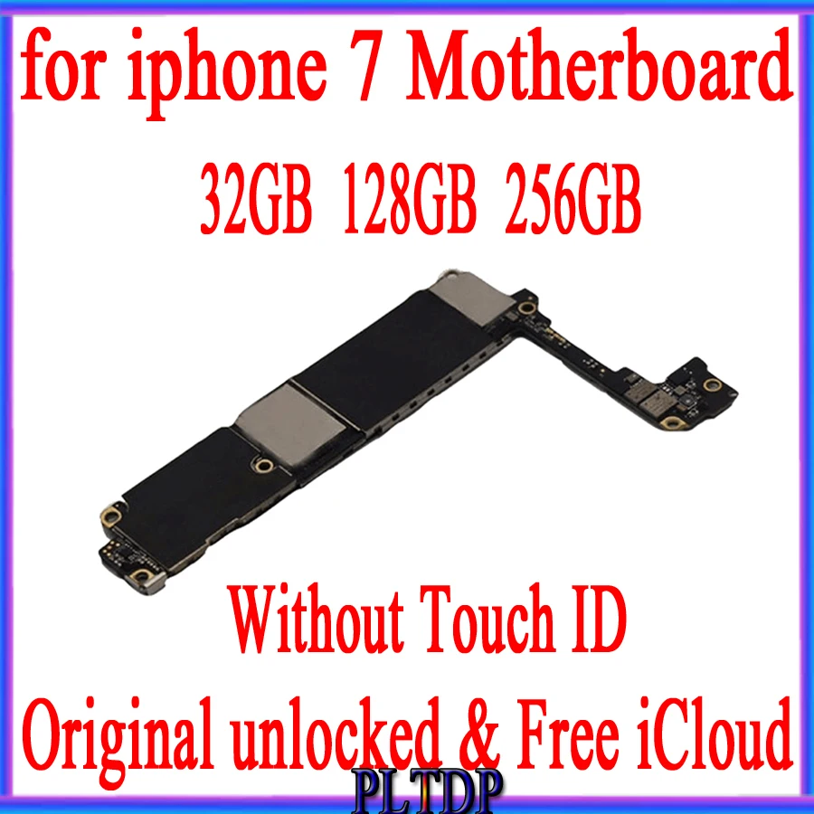 

Original for iphone 7 motherboard unlocked no icloud without touch ID for iphone 7 card/fee with chip mainboard 32GB/128GB/256GB
