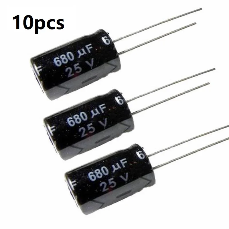 

10Pcs/lot 680uF 25V Radial Aluminum Electrolytic Capacitor 10mmx17mm