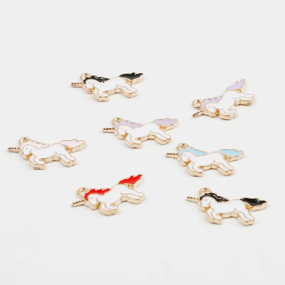 

10pcs/lots Zinc Alloy Enamel Unicorn Charms Pendant For Necklace Earring Bracelet DIY Jewelry Findings Making Accessories