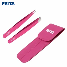 

FEITA 2pc/set Pink Slant & Pointed Eyebrow Tweezers Set Stainless Precision Tweezers Hand Tools for Beauty Facial Maintenance