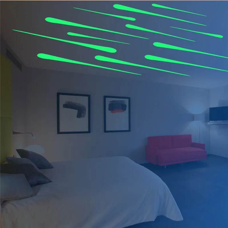 

12 pieces/bag Meteor Shower Rain Luminous Wall Sticker Kids Rooms Diy Personalized Decoration Glow in the Dark Ceiling Sticker