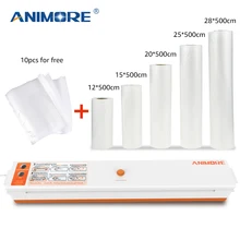 ANIMORE Vacuum Food Sealer With 5 Rolls Vacuum Sealer Bags 12X500cm 15X500cm 20X500cm 25X500cm 28X500cm