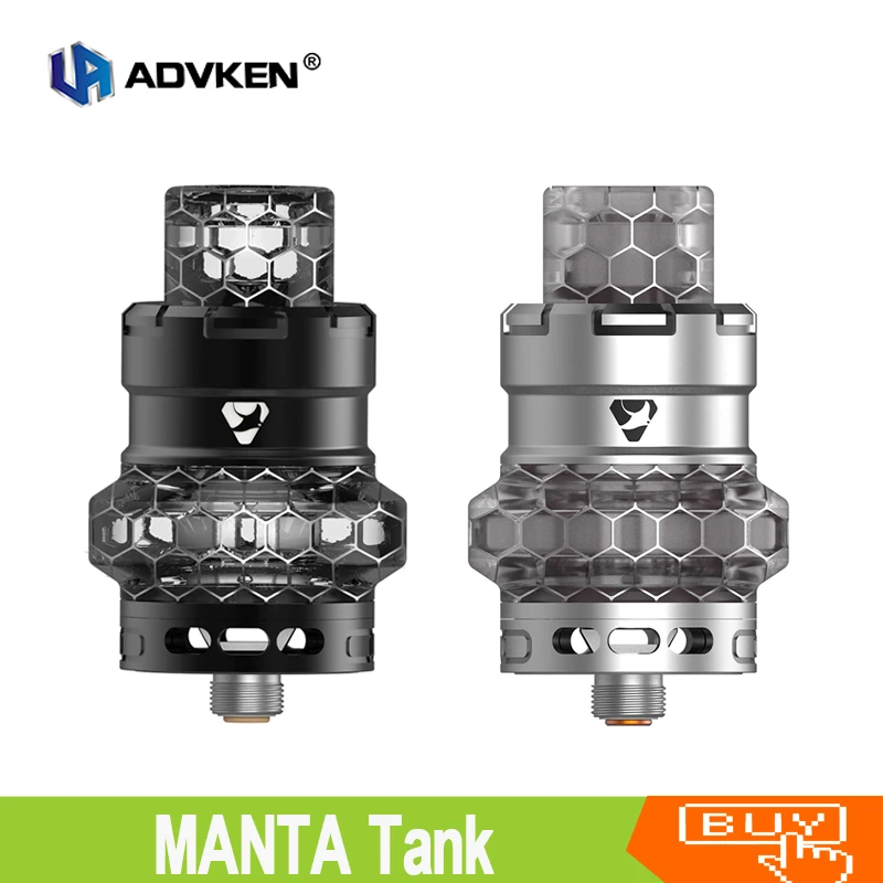 

Original Advken MANTA Tank 5ml vape sub ohm atomizer mesh coil E-cigarette atomizers vape tank for 510 thread box mod