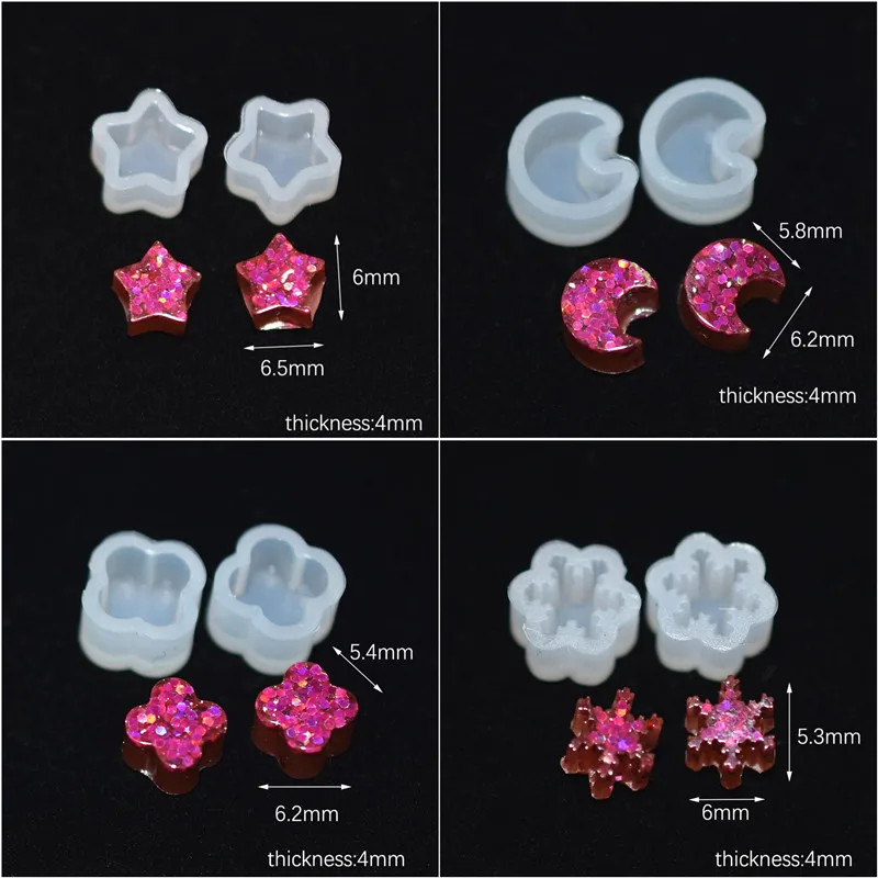 SNASAN 8 пар сережек силиконовые формы Звезда Луна Клевер снег для ювелирных изделий смолы Силиконовые формы ручной работы DIY формы для эпоксидной смолы