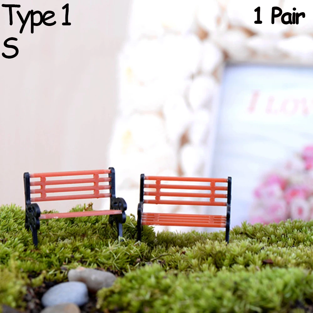 1 Pair Miniature Bench Stools Resin Chair Crafts Succulents Bonsai Doll House Park Chair Figurines Ornament Crafts Miniature Figurines Resin Ornaments Miniature Ornament Resin Crafts
