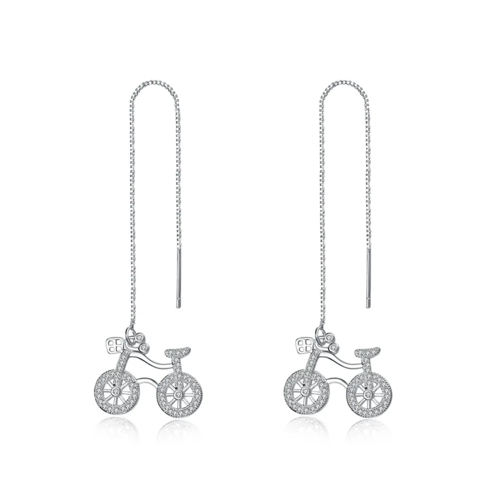 2017 Fashion Hot Sale silver Long Ear Line Earrings Sliver Color Bike Shape Design Pendant Dangle | Украшения и аксессуары