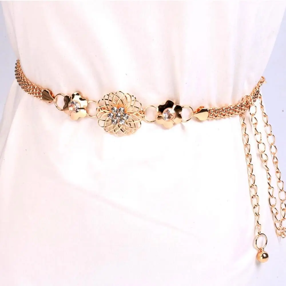Шикарный цветок золотой пояс с цепочкой ремни цепь тела статусные модные ювелирные изделия Аксессуары для женщин леди