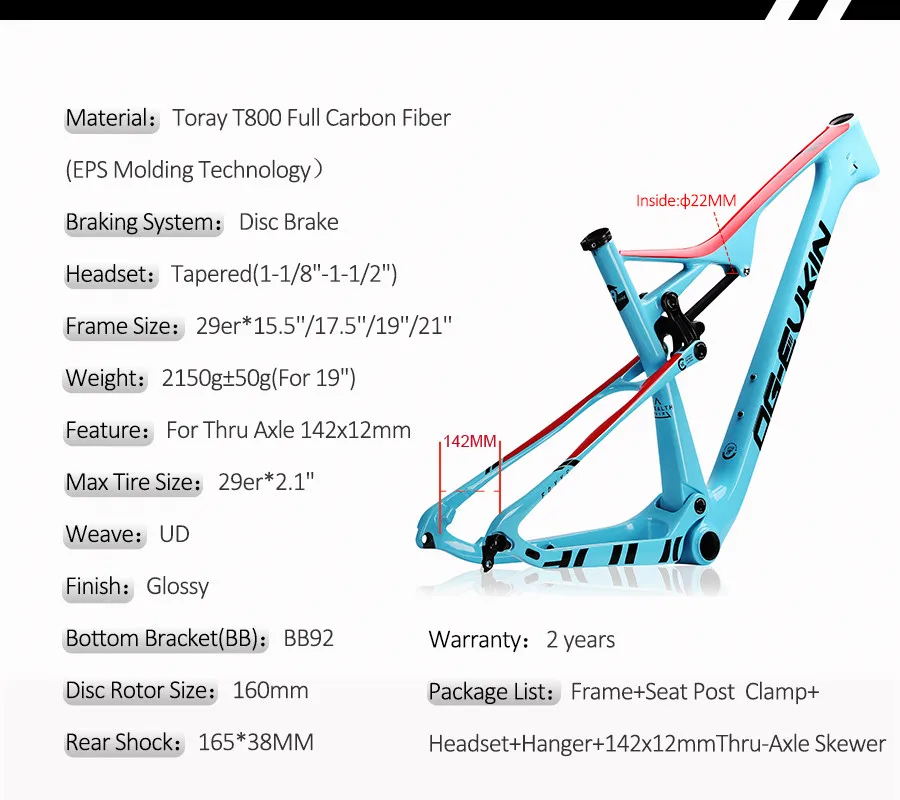 Excellent OG-EVKIN CF-049 Mountain Bike Frame (XC) T800 Carbon MTB Frame Glossy 29er Carbon Fiber EPS Molding Carbon Bicycle Frame 1 Excellent OG-EVKIN CF-049 Mountain Bike Frame (XC) T800 Carbon MTB Frame Glossy 29er Carbon Fiber EPS Molding Carbon Bicycle Frame 1