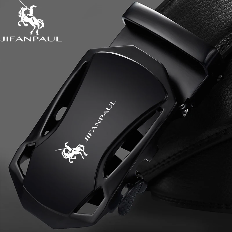 

JIFANPAUL Belt Men's Leather Black Metal Automatic Buckle Designed for Trendy Youth's Fashion Business Luxury Belt Free Shipping