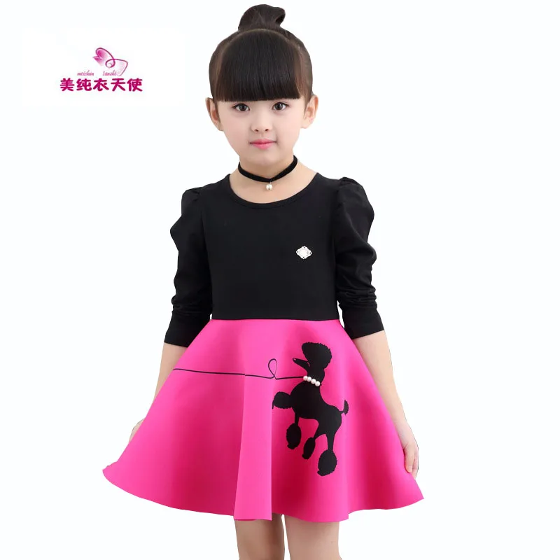 

Girls Dress Spring Autumn Cartoon Printed Dress Girls Long Sleeve Dresses For Girls Teenage Kids Girls Clothes 4 6 8 10 12 Years
