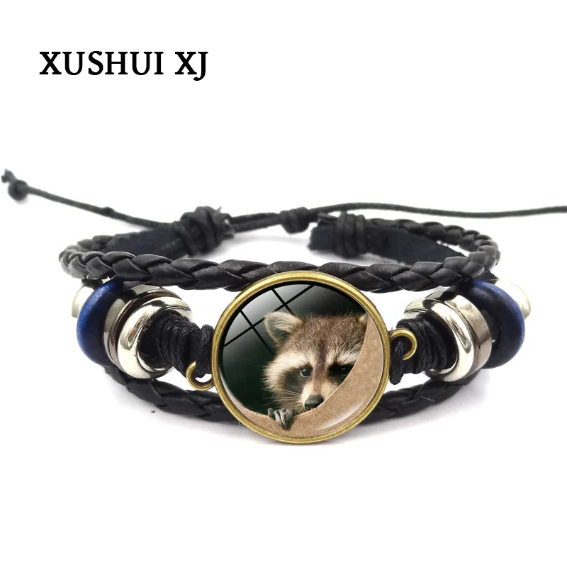 XUSHUI XJ Кабошон из стекла енота очаровательный браслет многослойный черный