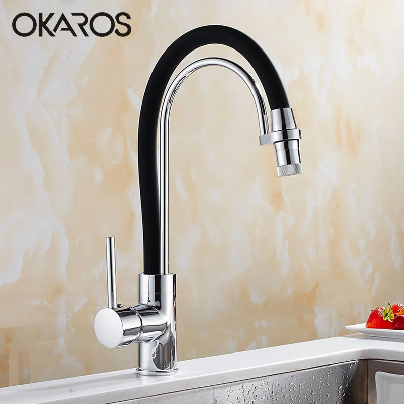 OKAROS Однорычажный выдвижной кухонный кран для холодной и горячей воды раковины