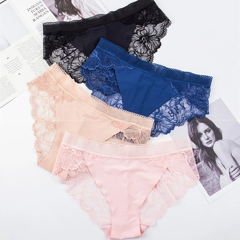 

3 Pieces Women's panties lace sexy underwear woman lingerie female casual underpants ladies briefs transparent panty intimates