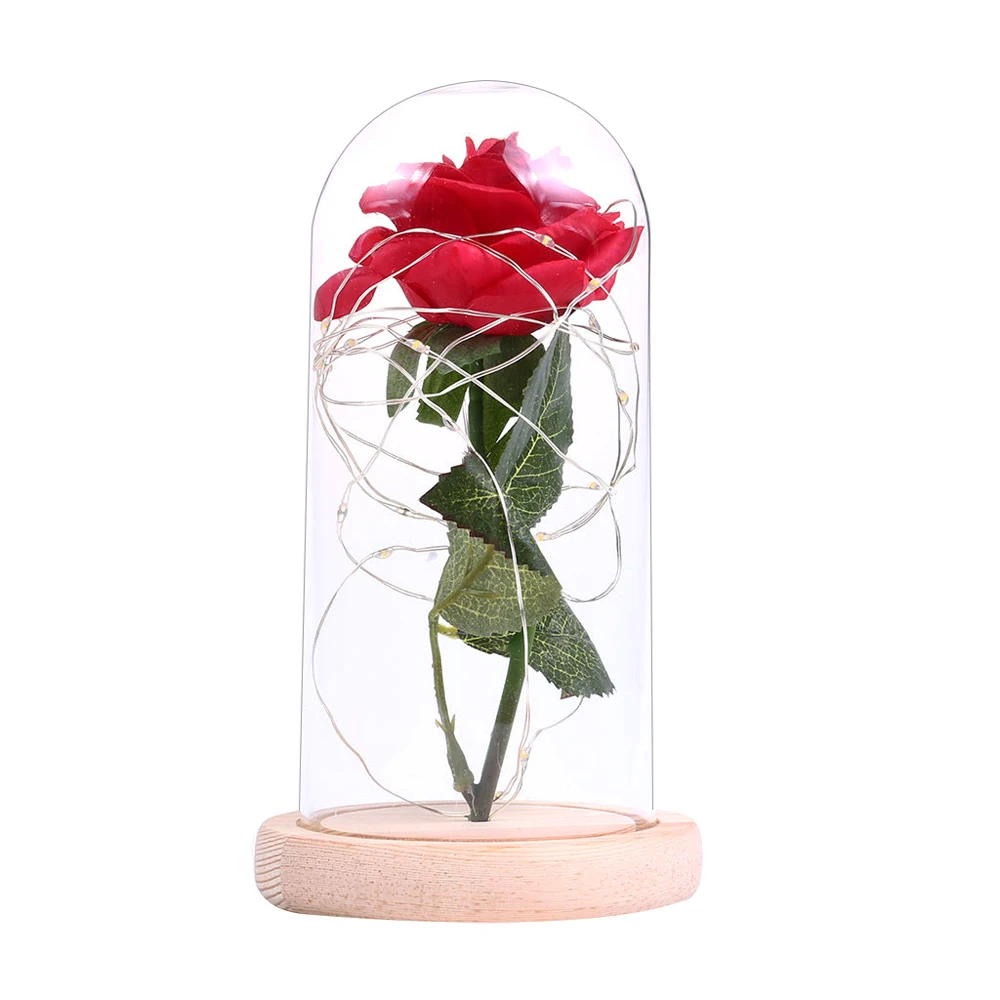 Горячая Роза в колбе Красавица и Чудовище красная роза светодиодный светильник в стеклянном куполе для свадебной вечеринки украшения юбилей подарок для влюбленных
