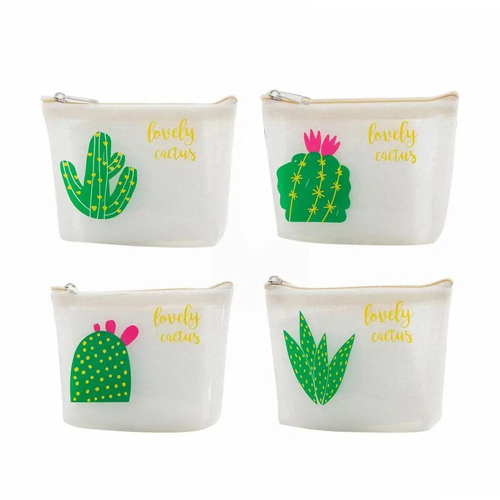 

Lovely Silicone Cartoon Coin Purse Cactus Printed Women Girls Small Card Wallet Bag