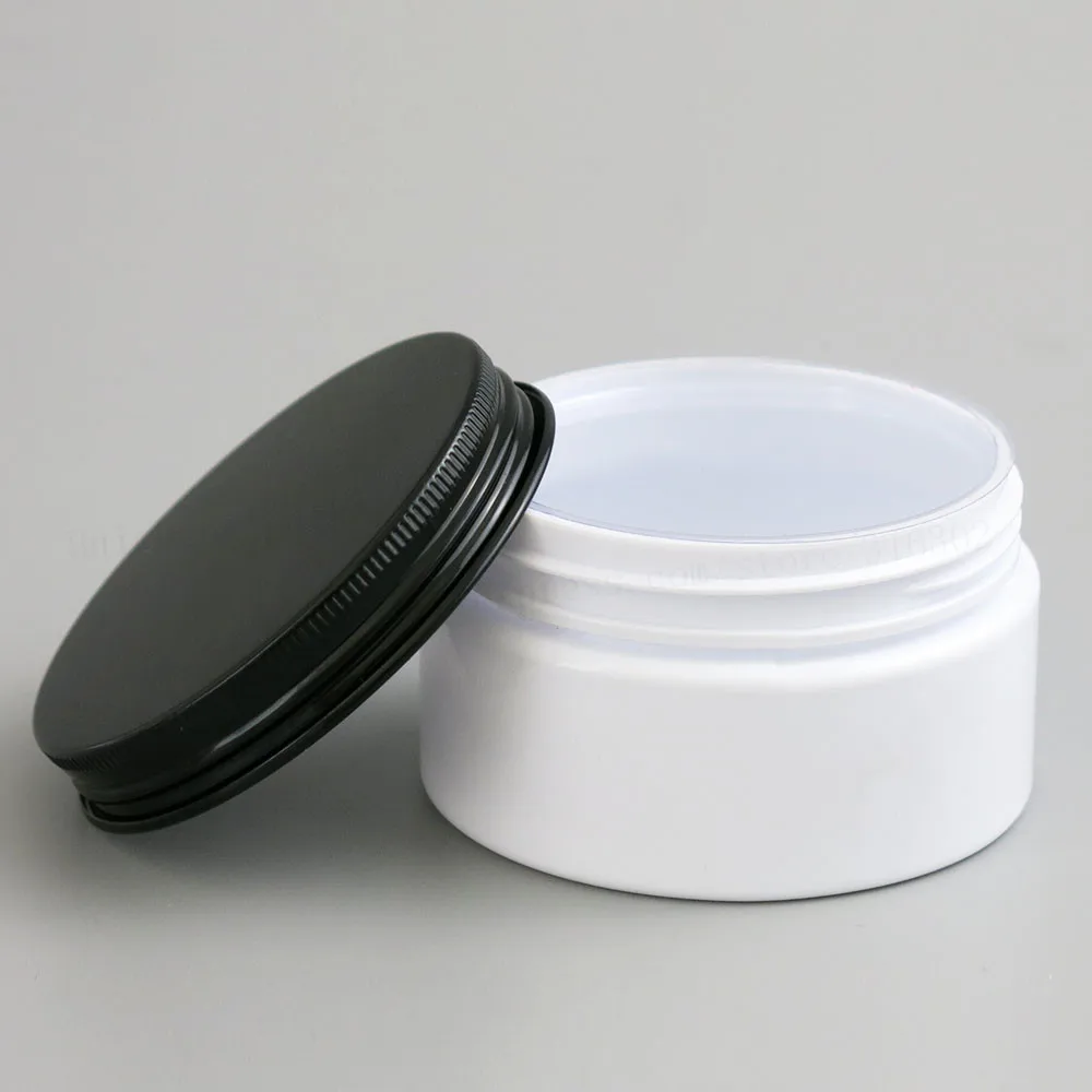 20X100G Lege Witte Crème Cosmetische Pot Met Aluminium Deksels 100 Ml Pet Conatiner Zilveren Aluminium Deksel Zware muur