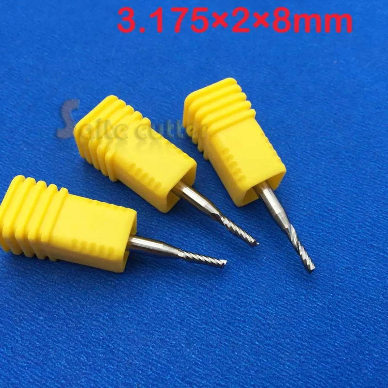 

5PCS 3.175mm * 2mm * 8mm HQ top quality AAA Single Flute Spiral Carbide CNC Router Bits Milling Cutter