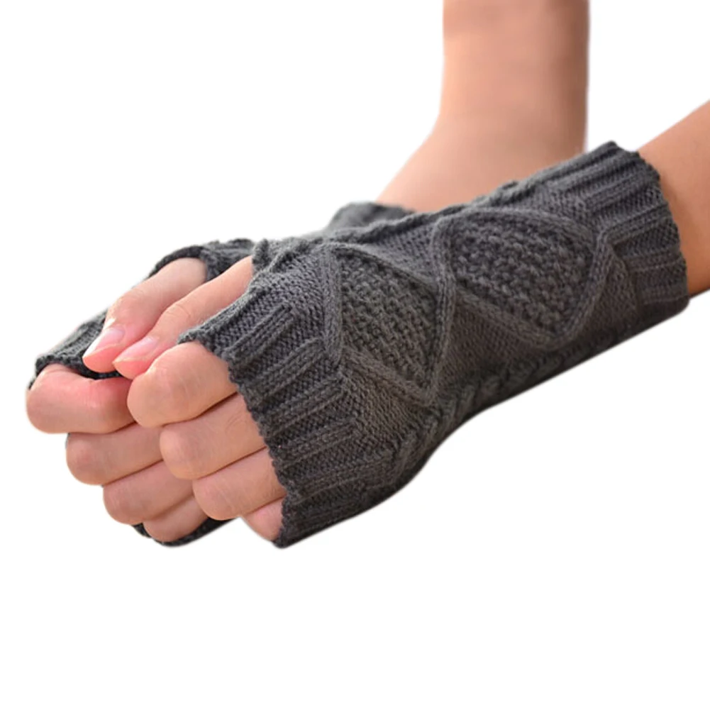 Hot Men Thumb Hole Designed Simple Style Elastic Gloves Dark Grayin