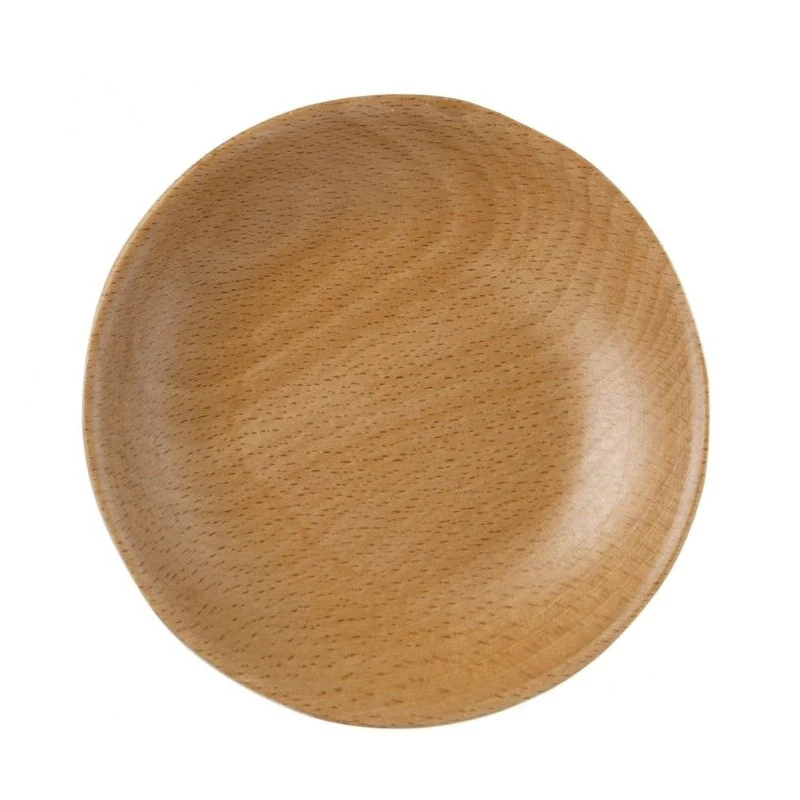 

Wooden Round Plates Fruit Cake Tea Coffee Dessert Dish Food Serving Tray