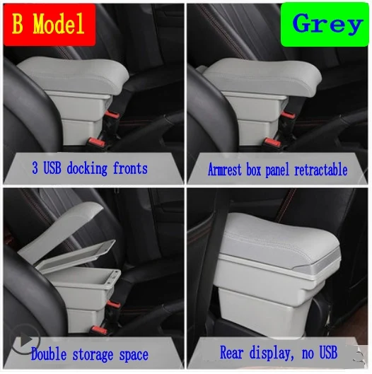 Ящик для хранения автомобиля для Skoda Rapid 2013- подлокотник для рук поворотный подлокотник центральный содержание - Название цвета: B-Gray
