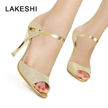 LAKESHI/женские туфли-лодочки с открытым носком; обувь на высоком каблуке; цвет золотистый, Серебристый; женская обувь на каблуке; модные босоножки на тонком каблуке; Летняя женская обувь