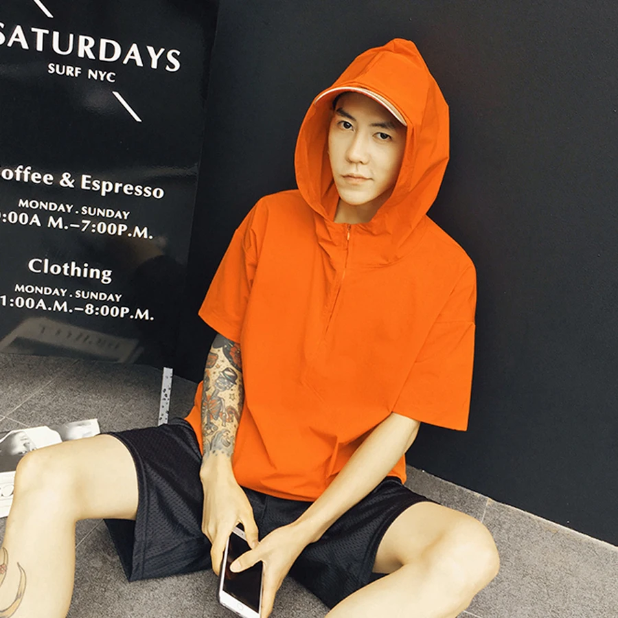 Short Sleeve Hoodie Short Sleeve Full Zip Hoodie With Pockets