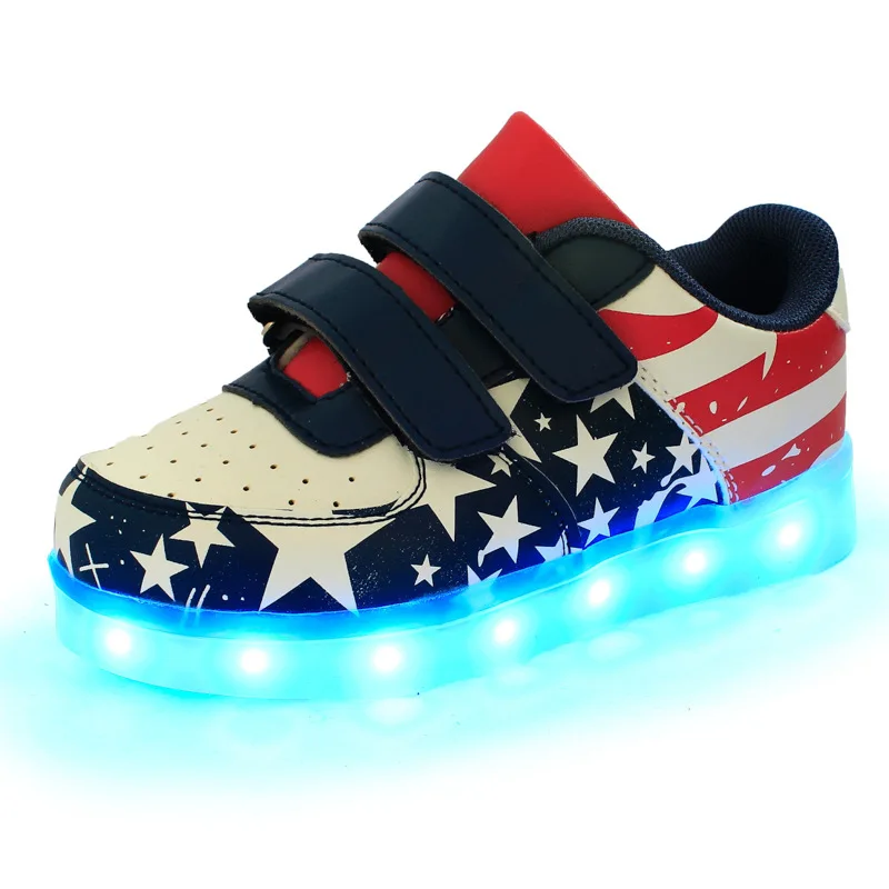 Модная детская обувь со светодиодами для мальчиков и девочек светящаяся обувь Повседневные кроссовки с зарядным устройством USB 18 цветов 7 видов стилей - Цвет: Muti