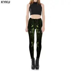 KYKU бамбуковые леггинсы Для женщин брюки в форме лотоса Harajuku Эластичный зеленый спандекс готический дамы Для женщин s легинсы, штаны для