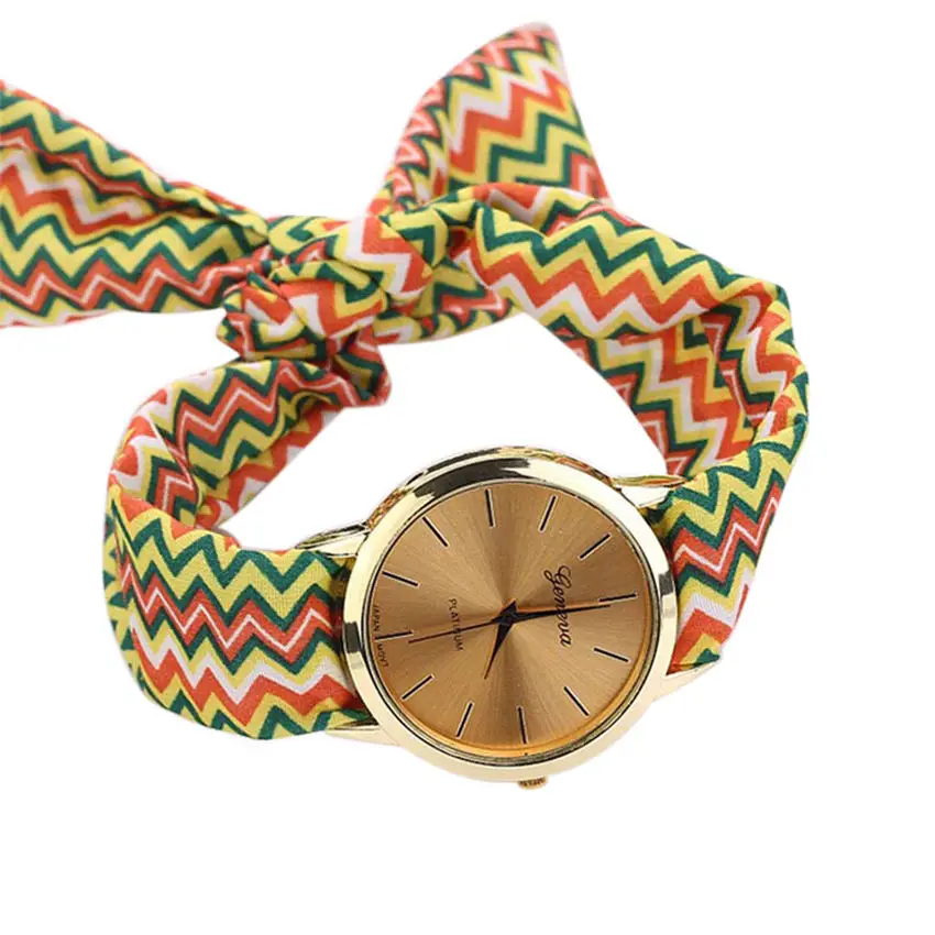 Женские часы из Женевы Zegarek Damski Vogue с цветочным ремешком наручные женские часы из ткани кварцевые часы платье браслет Relogio Feminino Ff - Цвет: Green