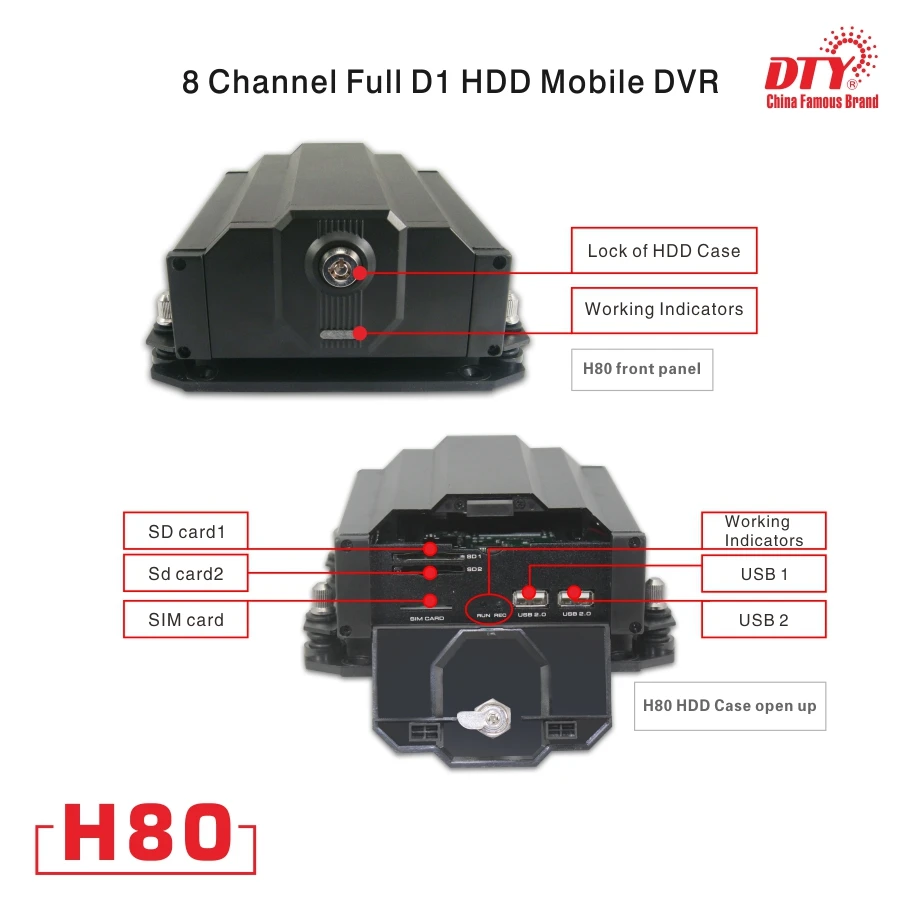  8 kanäle 3g + gps auto HDD/SSD MDVR mobile dvr für busse H80-3G