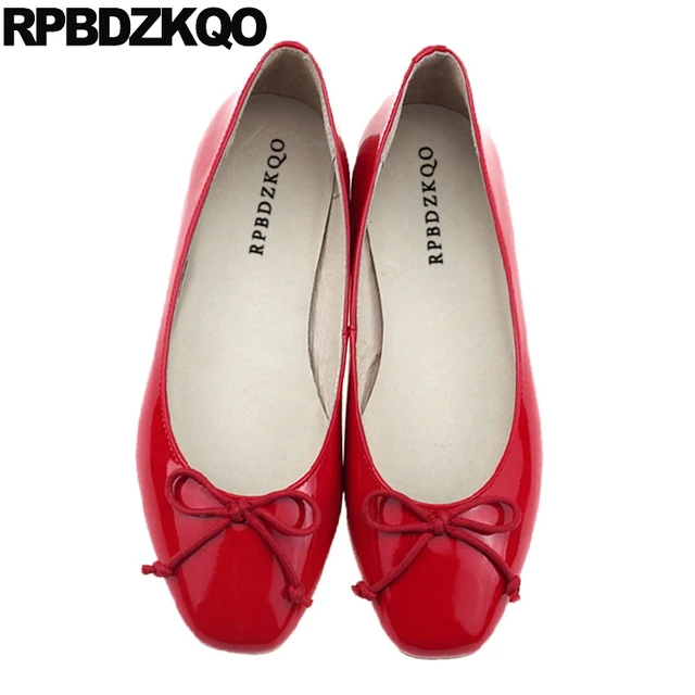 Afledning elektronisk balkon Ballet Patent Leather Ballerina Italian Large Size Custom Red Women Flats  Shoes With Little Cute Bowtie Square Toe Bow White - Flats - AliExpress