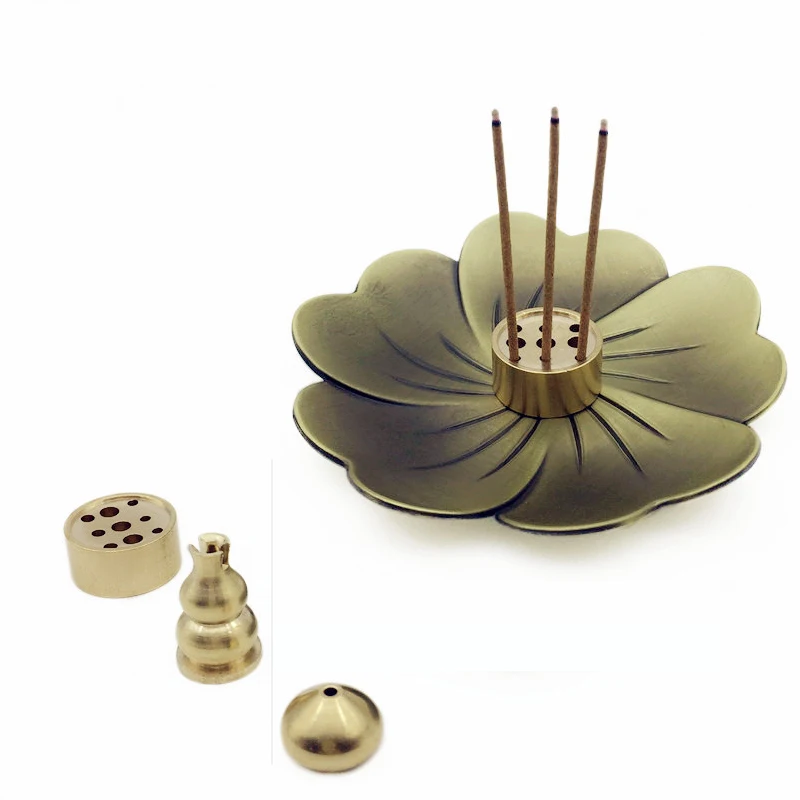 

New Sakura Incense Burner Copper Alloy Cherry Gourd Incense Stove Teahouse Ornament Buddha Supplies Coil Stick Holders