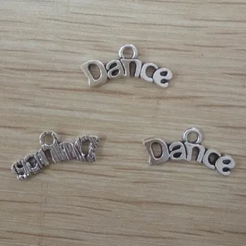 

Dance words Charms Pendants Antique silver Handmade Jewelry Making DIY European Alloy jewelry accessories 100pcs 20x9mm Hot sale
