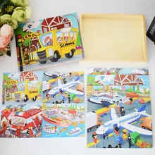 Детские деревянные головоломки мультфильм Животные трафика четыре-в-одном головоломки Развивающие деревянные игрушки для детей Монтессори детские подарки