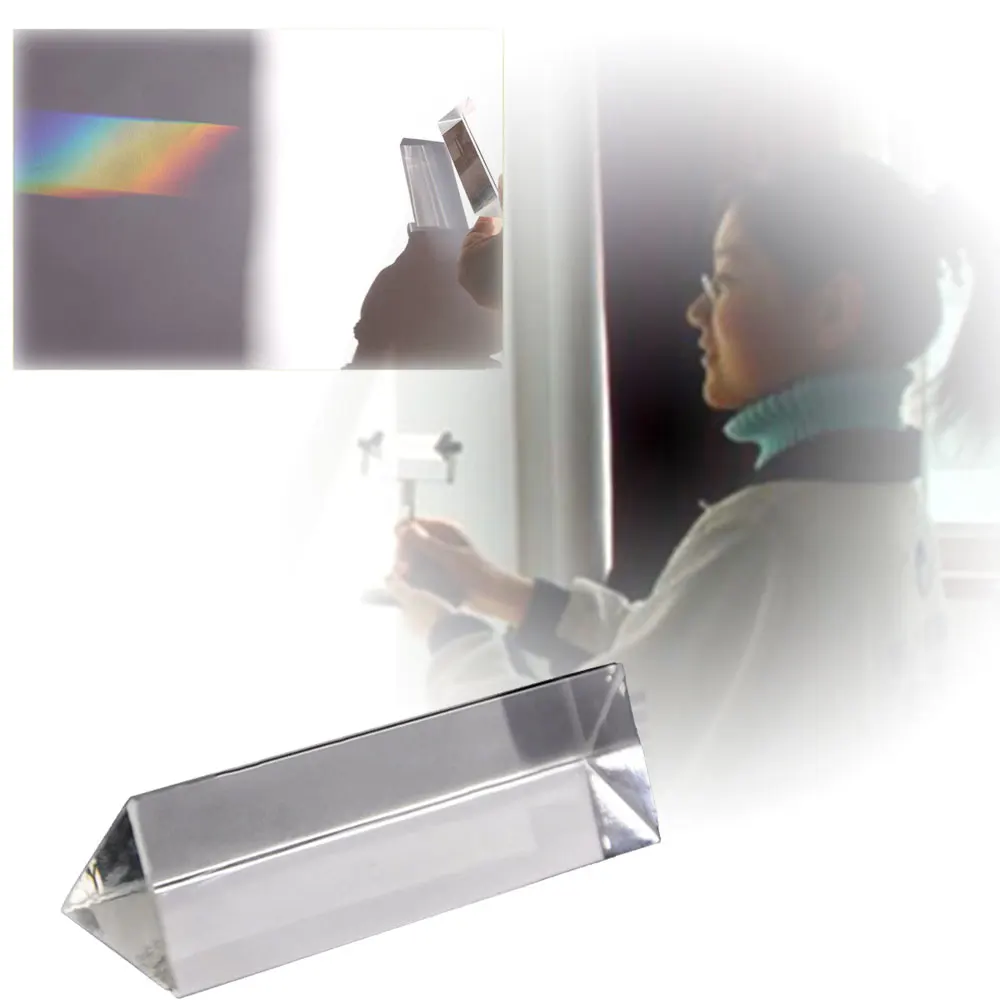 Optical Glass Triple Prism Lens Tranparent Physics Teaching Student Spectrum