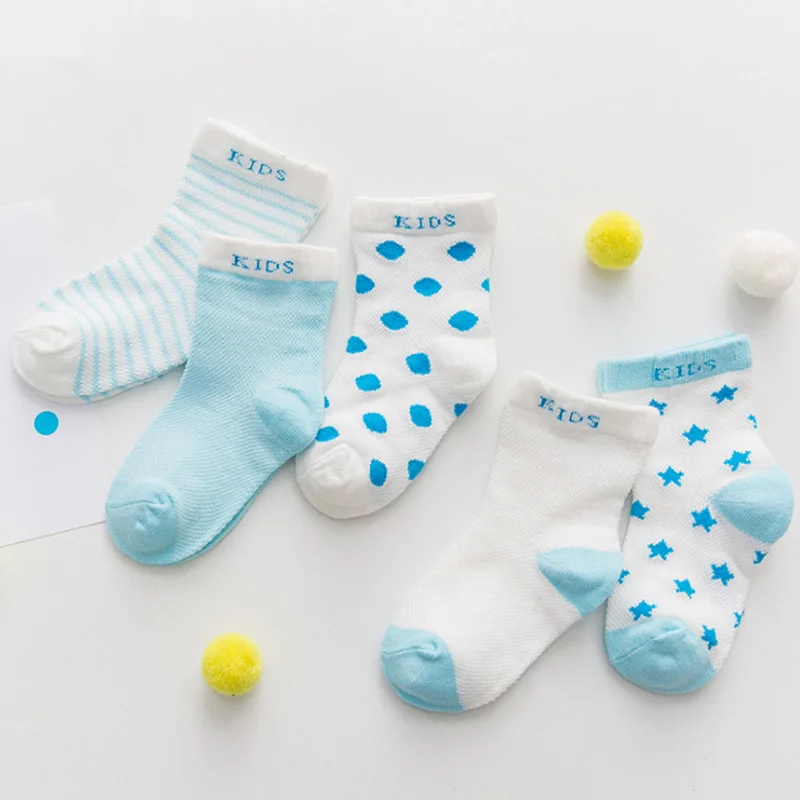 5 пар/партия, детские носки для мальчиков и девочек, весенне-Летние Стильные сетчатые повседневные хлопковые носки для новорожденных и малышей от 0 до 3 лет